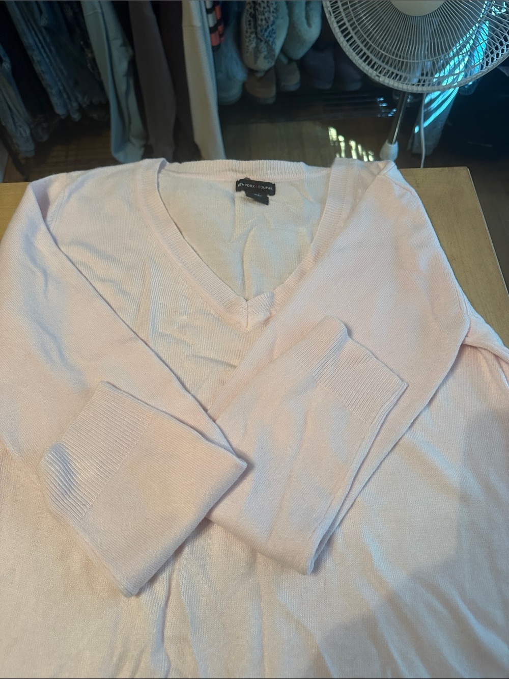 New York & Company Pale Pink V-Neck Sweater